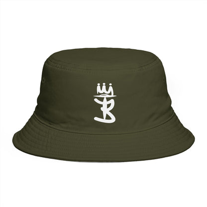 Brown Bucket Hat with White Crown 'B' Logo — Streetwear Casual Sun Hat
