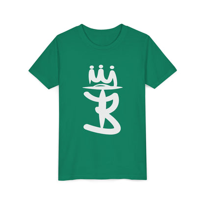 Kids Crowned Script Tee — Youth Short Sleeve T‑Shirt