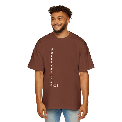 Christian Oversized Tee — "Philippians 4:13" Vertical Front & "I Can Do All Things" Back