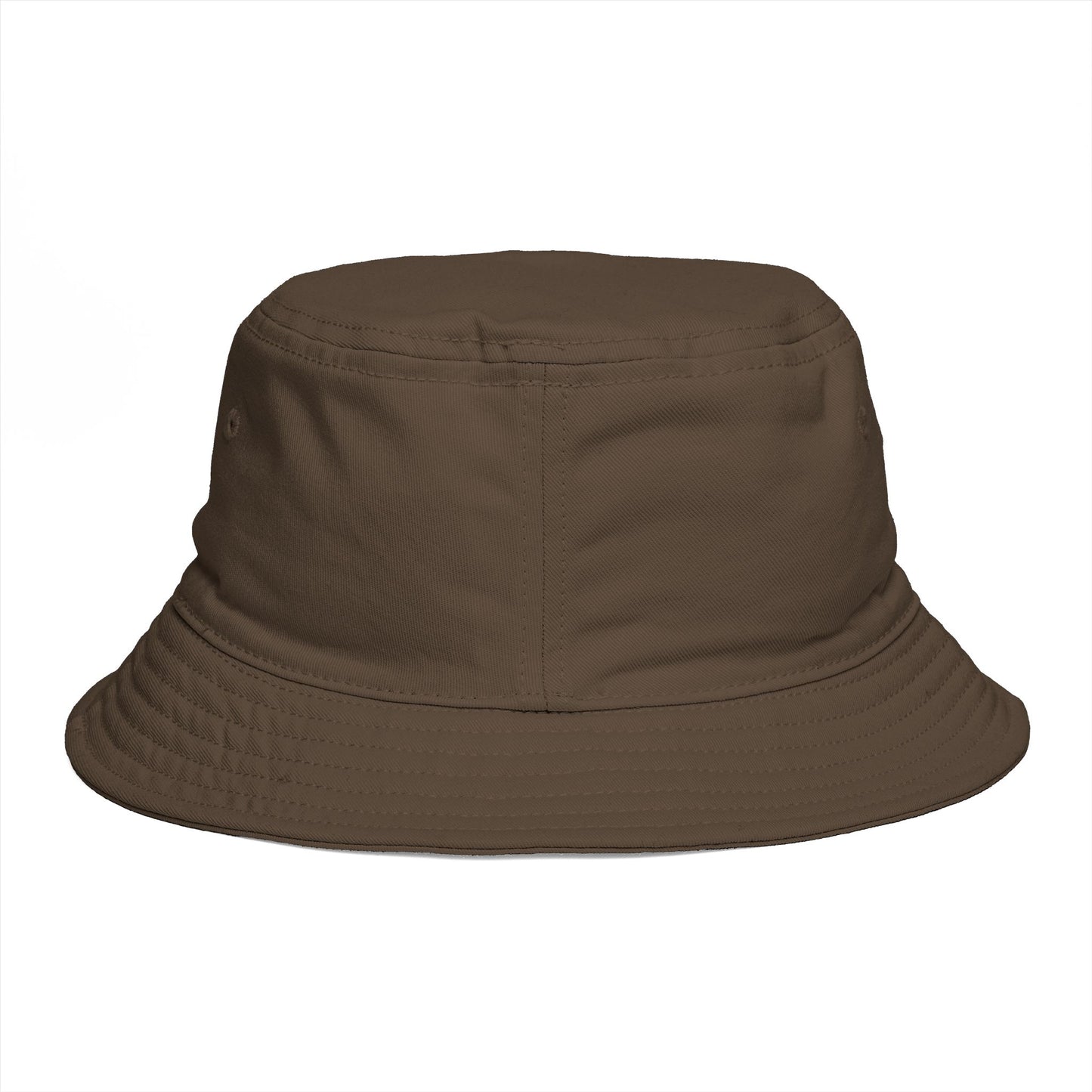 Brown Bucket Hat with White Crown 'B' Logo — Streetwear Casual Sun Hat