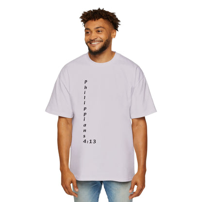 Christian Oversized Tee — "Philippians 4:13" Vertical Front & "I Can Do All Things" Back