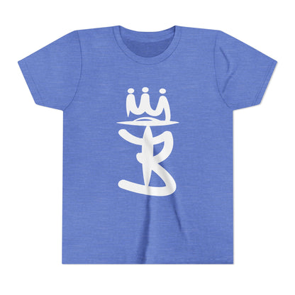 Kids Crowned Script Tee — Youth Short Sleeve T‑Shirt