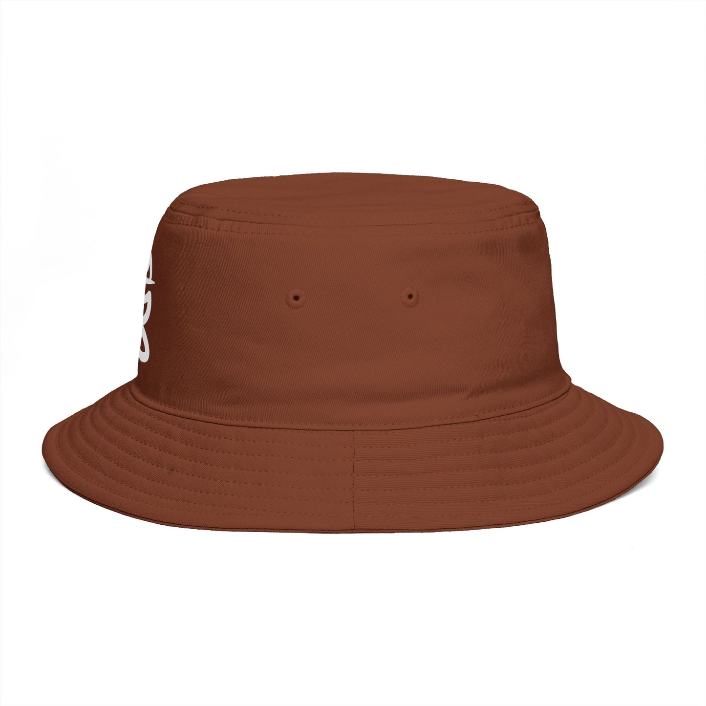 Brown Bucket Hat with White Crown 'B' Logo — Streetwear Casual Sun Hat