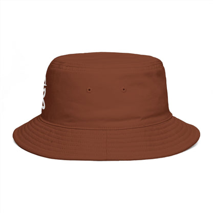 Brown Bucket Hat with White Crown 'B' Logo — Streetwear Casual Sun Hat