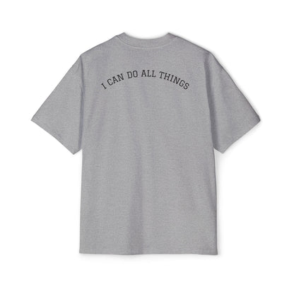 Christian Oversized Tee — "Philippians 4:13" Vertical Front & "I Can Do All Things" Back