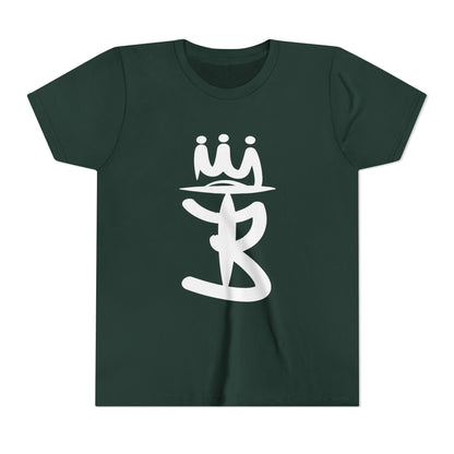 Kids Crowned Script Tee — Youth Short Sleeve T‑Shirt