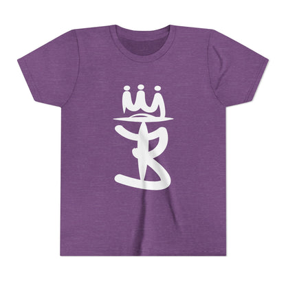 Kids Crowned Script Tee — Youth Short Sleeve T‑Shirt