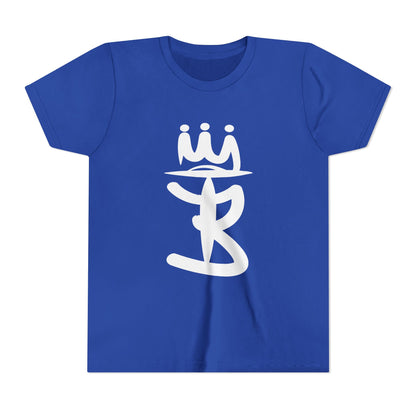 Kids Crowned Script Tee — Youth Short Sleeve T‑Shirt
