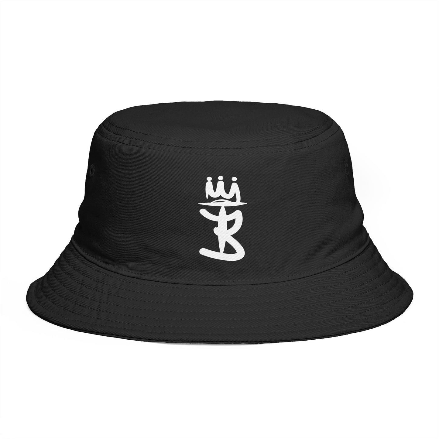 Brown Bucket Hat with White Crown 'B' Logo — Streetwear Casual Sun Hat