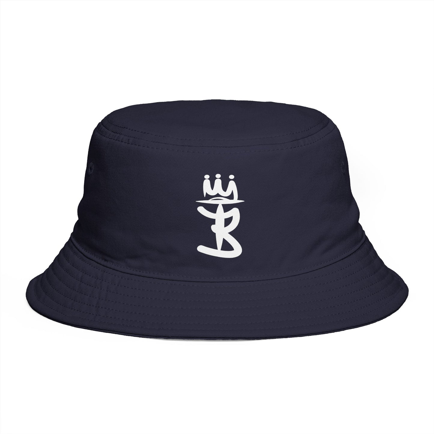 Brown Bucket Hat with White Crown 'B' Logo — Streetwear Casual Sun Hat