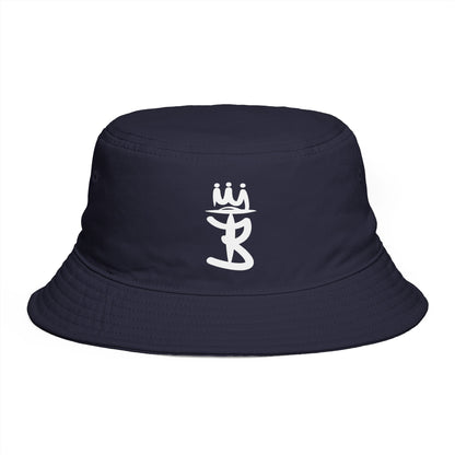 Brown Bucket Hat with White Crown 'B' Logo — Streetwear Casual Sun Hat