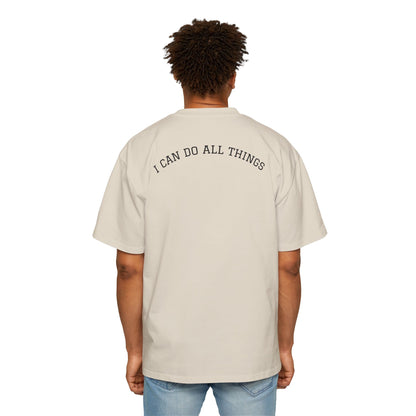 Christian Oversized Tee — "Philippians 4:13" Vertical Front & "I Can Do All Things" Back