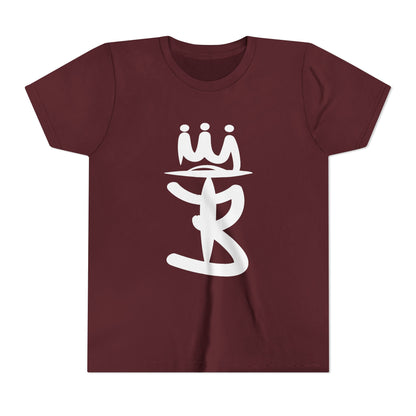 Kids Crowned Script Tee — Youth Short Sleeve T‑Shirt