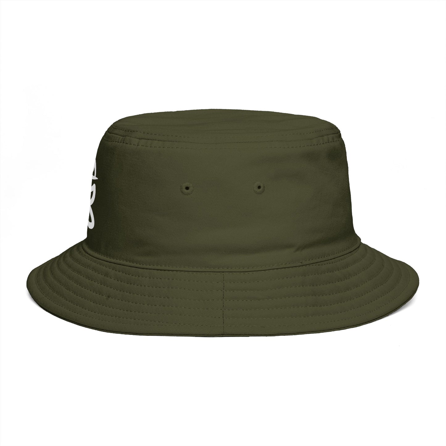 Brown Bucket Hat with White Crown 'B' Logo — Streetwear Casual Sun Hat