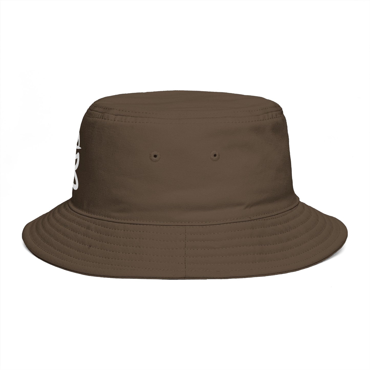 Brown Bucket Hat with White Crown 'B' Logo — Streetwear Casual Sun Hat