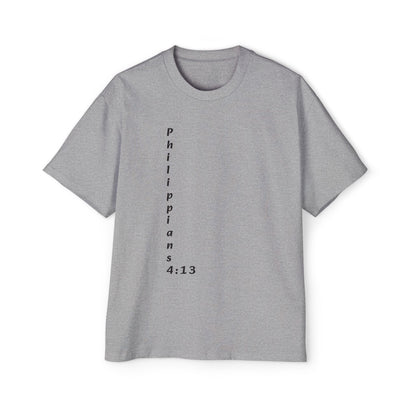 Christian Oversized Tee — "Philippians 4:13" Vertical Front & "I Can Do All Things" Back