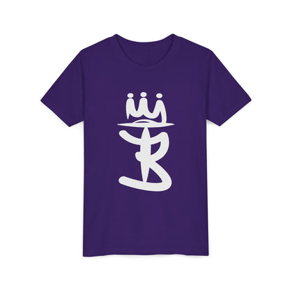 Kids Crowned Script Tee — Youth Short Sleeve T‑Shirt