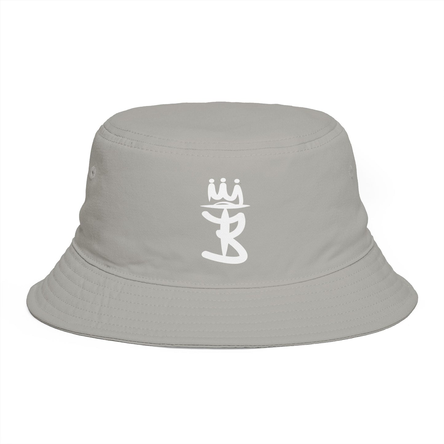 Brown Bucket Hat with White Crown 'B' Logo — Streetwear Casual Sun Hat