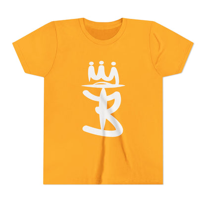 Kids Crowned Script Tee — Youth Short Sleeve T‑Shirt