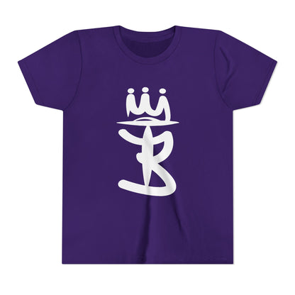Kids Crowned Script Tee — Youth Short Sleeve T‑Shirt