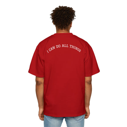 Christian Oversized Tee — "Philippians 4:13" Vertical Front & "I Can Do All Things" Back