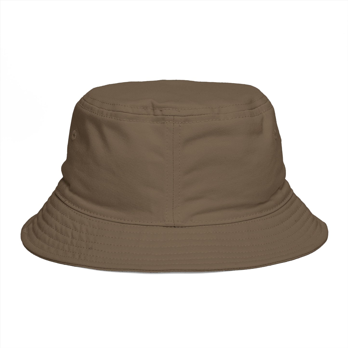 Brown Bucket Hat with White Crown 'B' Logo — Streetwear Casual Sun Hat