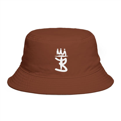 Brown Bucket Hat with White Crown 'B' Logo — Streetwear Casual Sun Hat