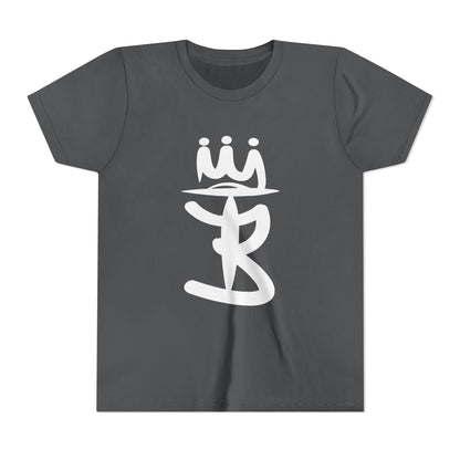 Kids Crowned Script Tee — Youth Short Sleeve T‑Shirt
